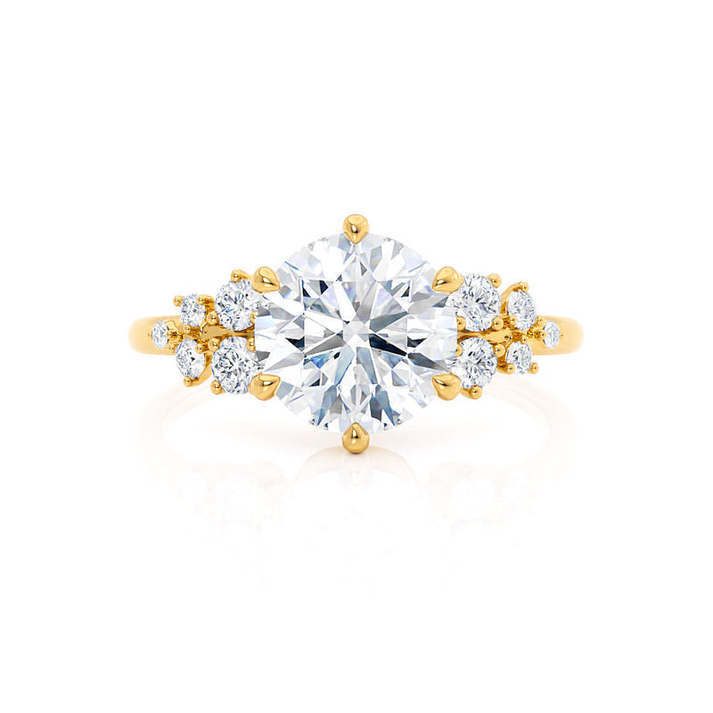 ALYA - Round Natural Diamond Starburst Cluster Shoulder Set Engagement Ring 18k Yellow Gold Engagement Ring Lily Arkwright