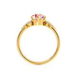 ALYA - Chatham® Oval Champagne True Sapphire Starburst Cluster Shoulder Set Engagement Ring 18k Yellow Gold