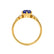 ALYA - Oval Blue Sapphire Starburst Cluster Shoulder Set Engagement Ring 18k Yellow Gold