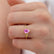 ALYA - Oval Pink Sapphire Starburst Cluster Shoulder Set Engagement Ring 18k Yellow Gold