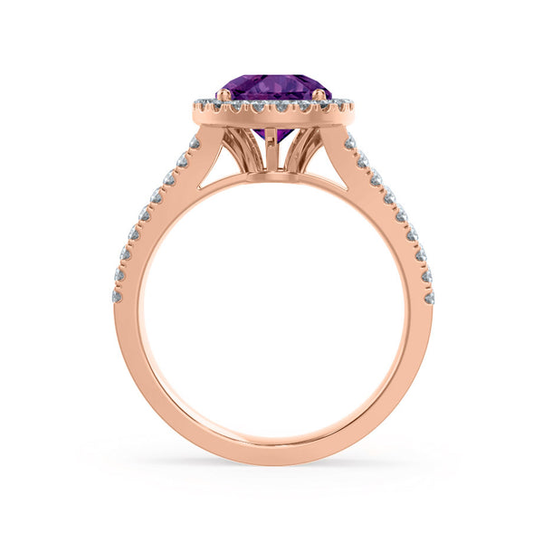 AMELIA - Lab Grown Alexandrite & Diamond 18k Rose Gold Halo Ring Engagement Ring Lily Arkwright