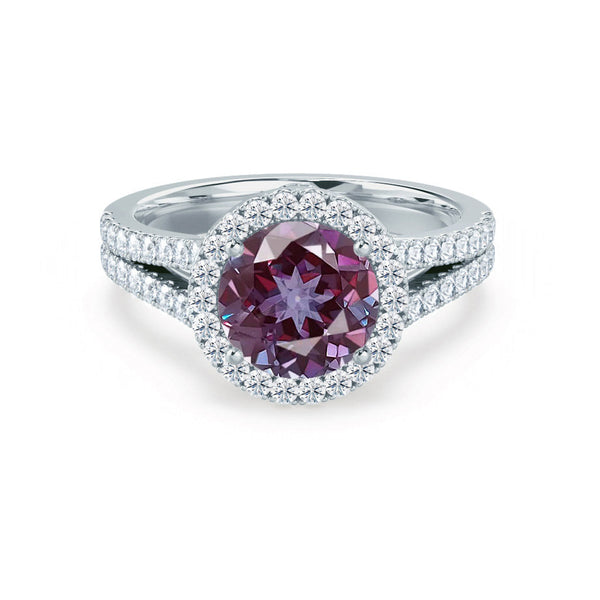 AMELIA - Lab Grown Alexandrite & Diamond Platinum 950 Halo Ring Engagement Ring Lily Arkwright