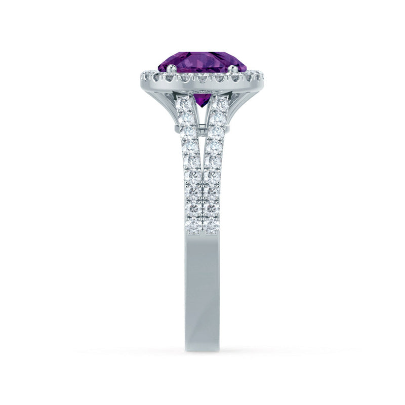 AMELIA - Lab Grown Alexandrite & Diamond Platinum 950 Halo Ring Engagement Ring Lily Arkwright