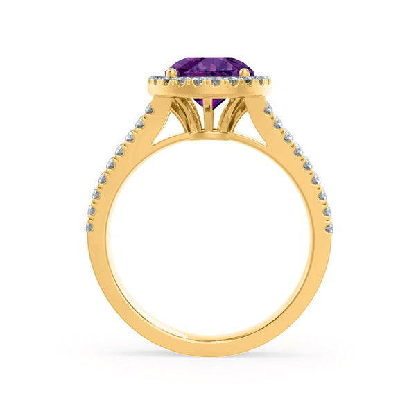 AMELIA - Lab Grown Alexandrite & Diamond 18k Yellow Gold Halo Ring Engagement Ring Lily Arkwright