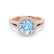 AMELIA - Lab Grown Aqua Spinel & Diamond 18k Rose Gold Halo Ring Engagement Ring Lily Arkwright
