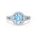 AMELIA - Lab Grown Aqua Spinel & Diamond 18k White Gold Halo Ring Engagement Ring Lily Arkwright