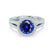AMELIA - Lab Grown Blue Sapphire & Diamond 18k White Gold Halo Ring Engagement Ring Lily Arkwright