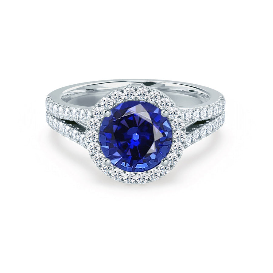 AMELIA Chatham® Lab Grown Blue Sapphire Diamond 18k White Gold