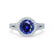 AMELIA - Lab Grown Blue Sapphire & Diamond 18k White Gold Halo Ring Engagement Ring Lily Arkwright