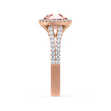 AMELIA - Lab Grown Champagne Sapphire & Diamond 18k Rose Gold Halo Ring Engagement Ring Lily Arkwright