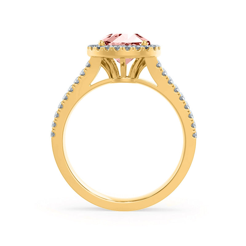 AMELIA - Lab Grown Champagne Sapphire & Diamond 18k Yellow Gold Halo Ring Engagement Ring Lily Arkwright