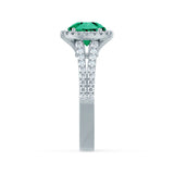 AMELIA - Lab Grown Emerald & Diamond Platinum 950 Halo Ring Engagement Ring Lily Arkwright