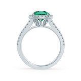 AMELIA - Lab Grown Emerald & Diamond Platinum 950 Halo Ring Engagement Ring Lily Arkwright