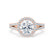 AMELIA - Round Moissanite & Diamond 18k Rose Gold Halo Ring Engagement Ring Lily Arkwright