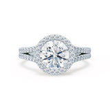 AMELIA - Round Moissanite & Diamond 18k White Gold Halo Ring Engagement Ring Lily Arkwright