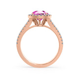 AMELIA - Lab Grown Pink Sapphire & Diamond 18k Rose Gold Halo Ring Engagement Ring Lily Arkwright