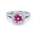 AMELIA - Lab Grown Pink Sapphire & Diamond 18k White Gold Halo Ring Engagement Ring Lily Arkwright