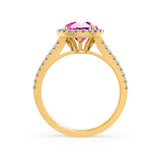 AMELIA - Lab Grown Pink Sapphire & Diamond 18k Yellow Gold Halo Ring Engagement Ring Lily Arkwright