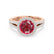 AMELIA - Lab Grown Red Ruby & Diamond 18k Rose Gold Halo Ring Engagement Ring Lily Arkwright
