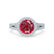 AMELIA - Lab Grown Red Ruby & Diamond Platinum Halo Ring Engagement Ring Lily Arkwright