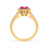 AMELIA - Lab Grown Red Ruby & Diamond 18k Yellow Gold Halo Ring Engagement Ring Lily Arkwright