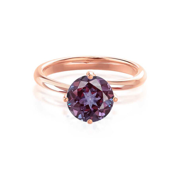 ANNORA - Chatham® Alexandrite 18k Rose Gold Twist Solitaire Ring Engagement Ring Lily Arkwright