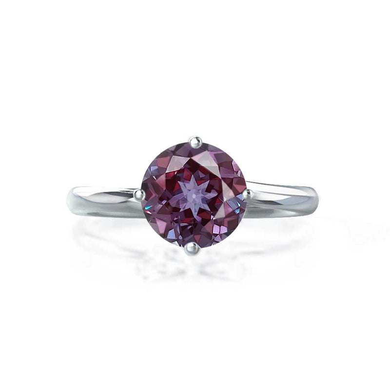 ANNORA - Chatham® Alexandrite 18k White Gold Twist Solitaire Ring Engagement Ring Lily Arkwright
