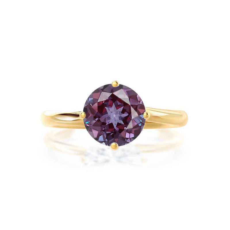 ANNORA - Chatham® Alexandrite 18k Yellow Gold Twist Solitaire Ring Engagement Ring Lily Arkwright