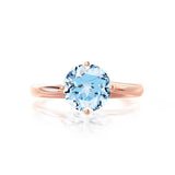 ANNORA - Chatham® Aqua Spinel 18k Rose Gold Twist Solitaire Ring Engagement Ring Lily Arkwright
