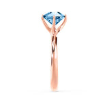 ANNORA - Chatham® Aqua Spinel 18k Rose Gold Twist Solitaire Ring Engagement Ring Lily Arkwright