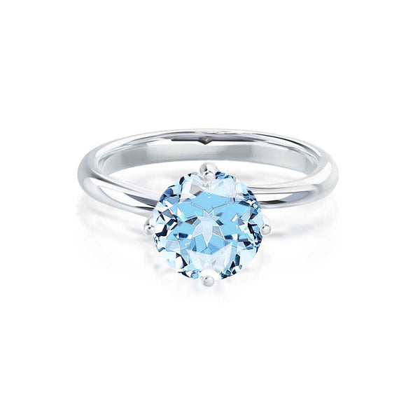 ANNORA - Chatham® Aqua Spinel 18k White Gold Twist Solitaire Ring Engagement Ring Lily Arkwright