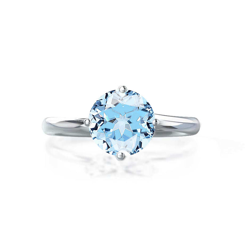 ANNORA - Chatham® Aqua Spinel 18k White Gold Twist Solitaire Ring Engagement Ring Lily Arkwright
