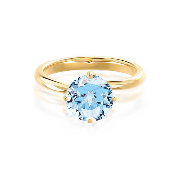 ANNORA - Chatham® Aqua Spinel 18k Yellow Gold Twist Solitaire Ring Engagement Ring Lily Arkwright