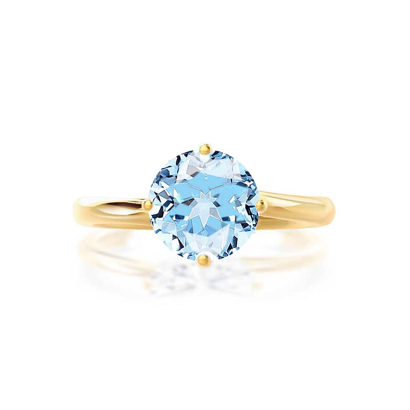 ANNORA - Chatham® Aqua Spinel 18k Yellow Gold Twist Solitaire Ring Engagement Ring Lily Arkwright