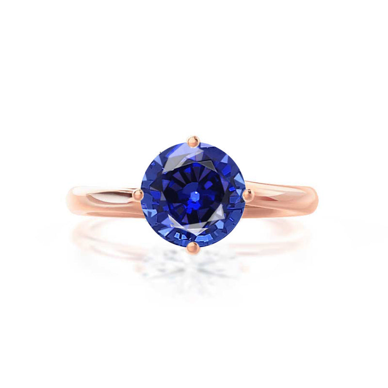 ANNORA - Chatham® Blue Sapphire 18k Rose Gold Twist Solitaire Ring Engagement Ring Lily Arkwright
