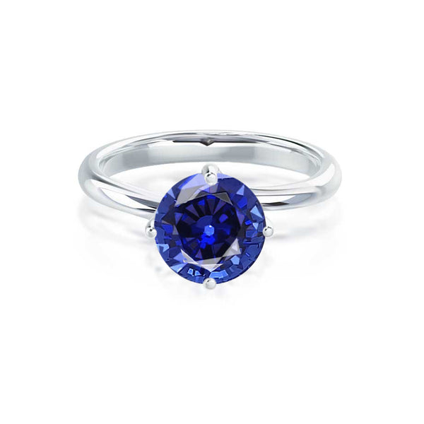 ANNORA - Chatham® Blue Sapphire 950 Platinum Twist Solitaire Ring Engagement Ring Lily Arkwright