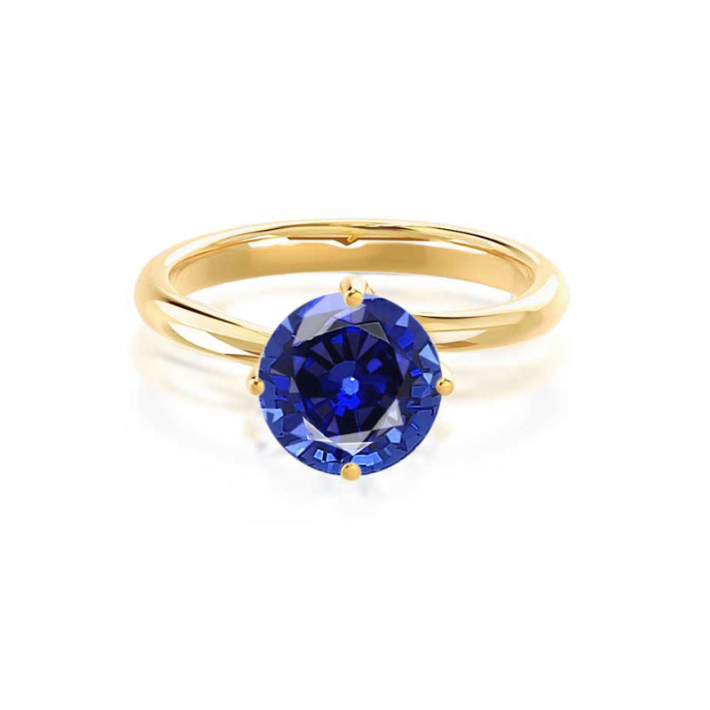 ANNORA - Chatham® Blue Sapphire 18k Yellow Gold Twist Solitaire Ring Engagement Ring Lily Arkwright