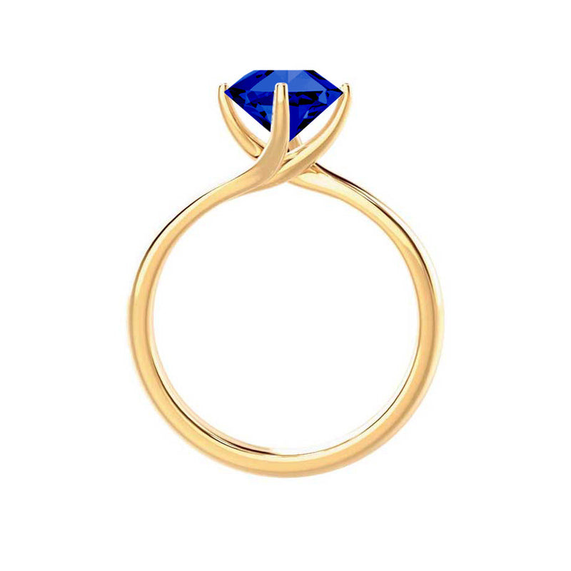 ANNORA - Chatham® Blue Sapphire 18k Yellow Gold Twist Solitaire Ring Engagement Ring Lily Arkwright
