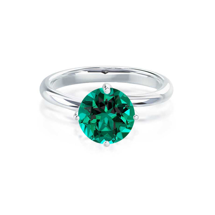 ANNORA - Emerald 18k White Gold Twist Solitaire Ring