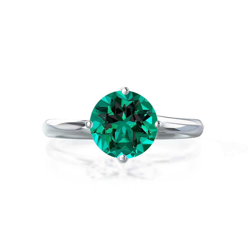 ANNORA - Chatham® Emerald 18k White Gold Twist Solitaire Ring Engagement Ring Lily Arkwright