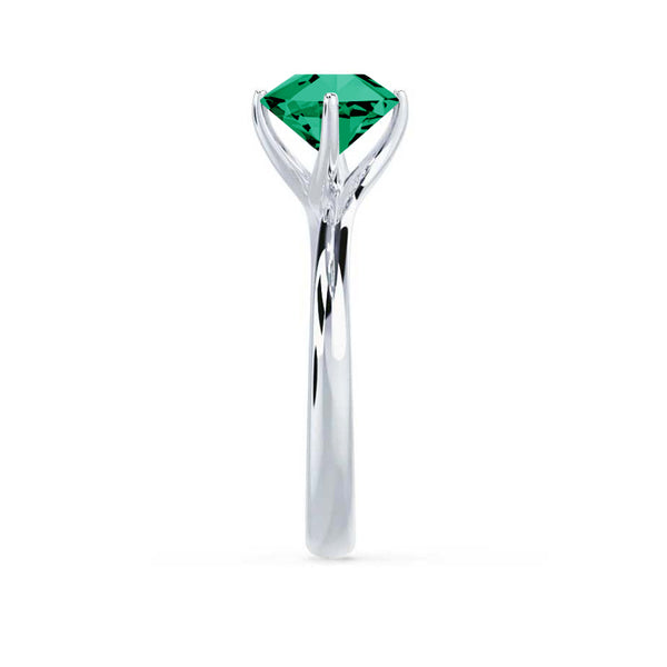 ANNORA - Chatham® Emerald 18k White Gold Twist Solitaire Ring Engagement Ring Lily Arkwright