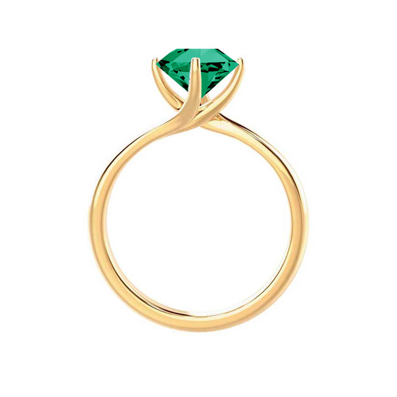 ANNORA - Chatham® Emerald 18k Yellow Gold Twist Solitaire Ring Engagement Ring Lily Arkwright