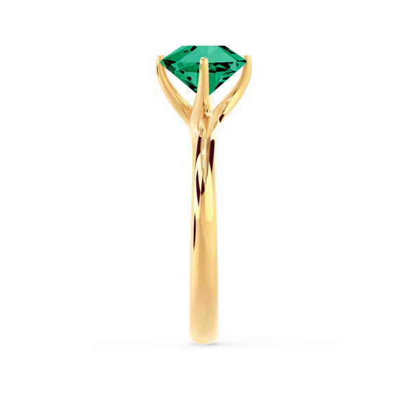 ANNORA - Chatham® Emerald 18k Yellow Gold Twist Solitaire Ring Engagement Ring Lily Arkwright