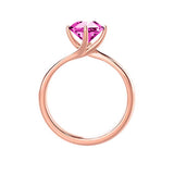 ANNORA - Chatham® Pink Sapphire 18k Rose Gold Twist Solitaire Ring Engagement Ring Lily Arkwright