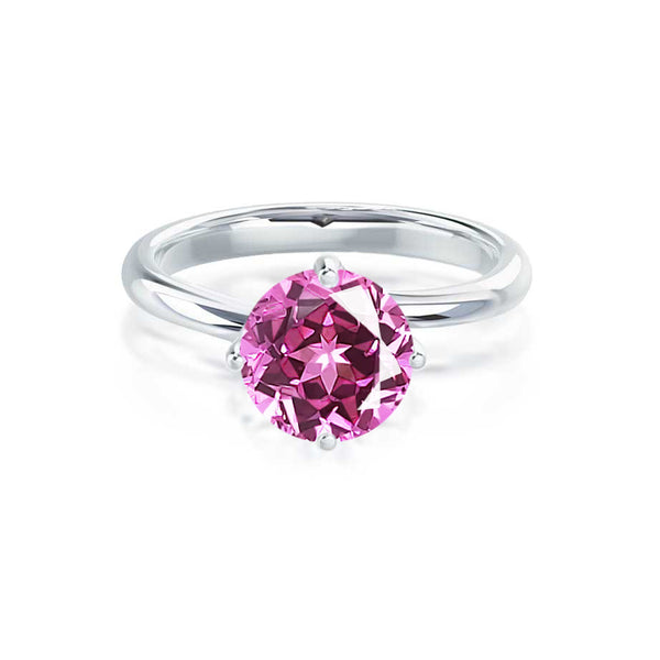 ANNORA - Chatham® Pink Sapphire 18k White Gold Twist Solitaire Ring Engagement Ring Lily Arkwright