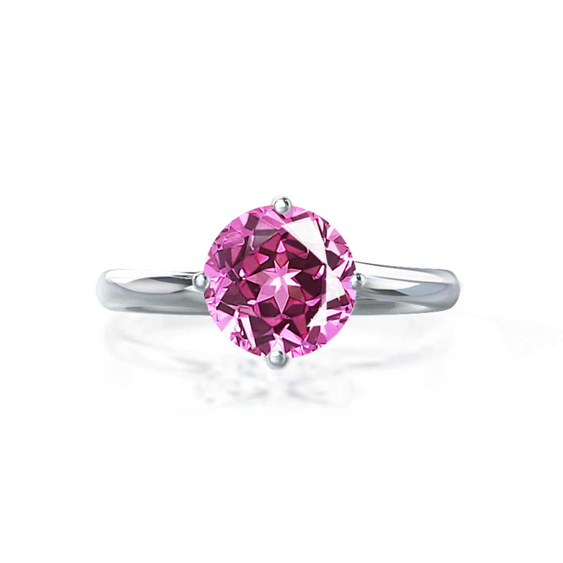 ANNORA - Chatham® Pink Sapphire 18k White Gold Twist Solitaire Ring Engagement Ring Lily Arkwright