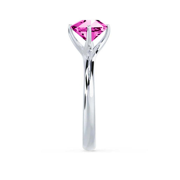 ANNORA - Chatham® Pink Sapphire 18k White Gold Twist Solitaire Ring Engagement Ring Lily Arkwright