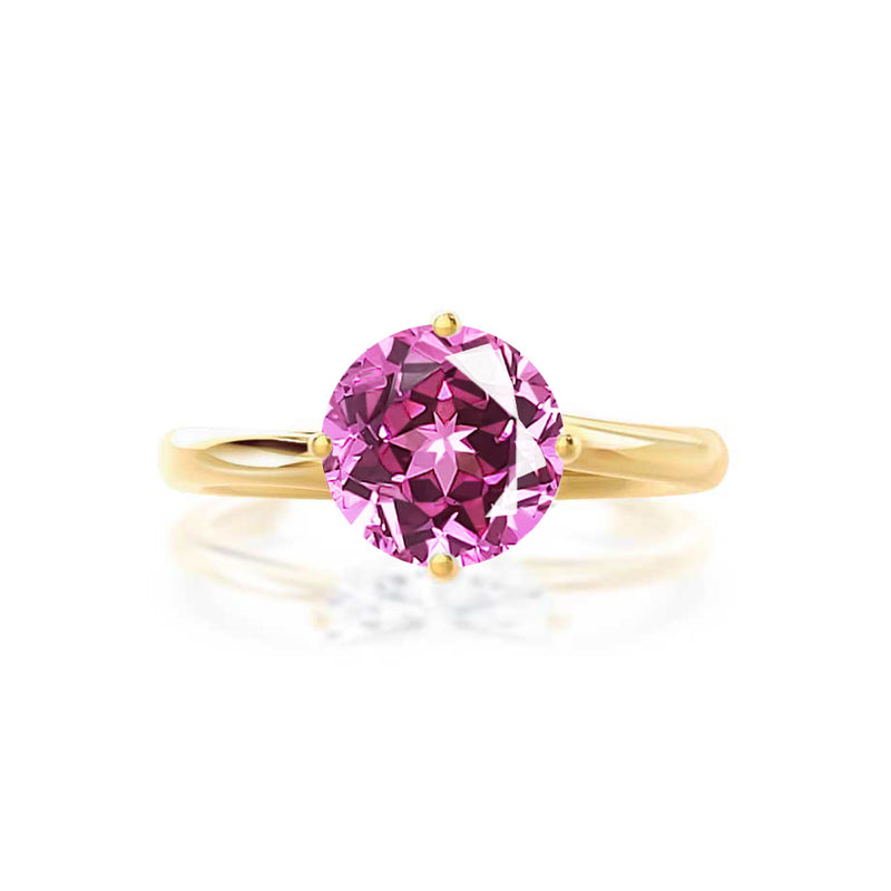 ANNORA - Chatham® Pink Sapphire 18k Yellow Gold Twist Solitaire Ring Engagement Ring Lily Arkwright