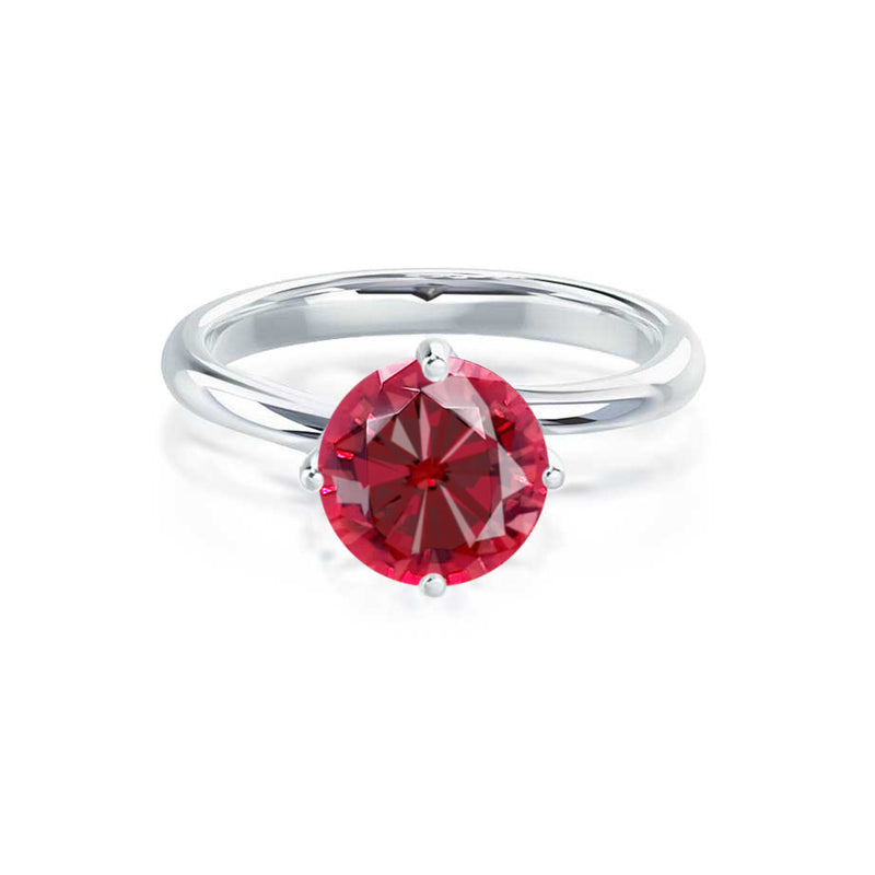 ANNORA - Chatham® Ruby 18k White Gold Twist Solitaire Ring Engagement Ring Lily Arkwright