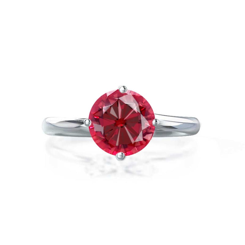 ANNORA - Chatham® Ruby 18k White Gold Twist Solitaire Ring Engagement Ring Lily Arkwright